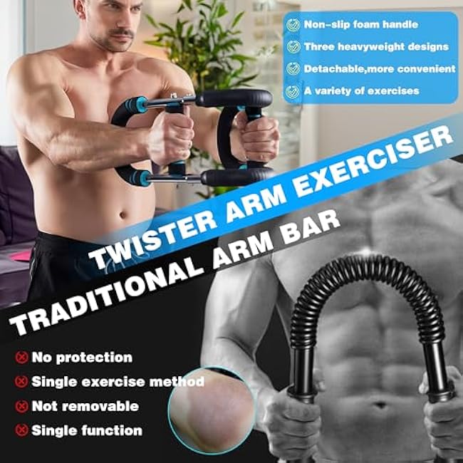 Twister Arm Trainer, 60-110lb Adjustable Chest & Arm Muscle Trainer for Men, Forearm Strengthener Shoulder Arm Exercise Equipment, Chest Workout Bar Portable Arm Exerciser for Home Fitness