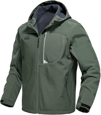 Gopune Mens Lightweight Soft Shell Jacket Fleece Lined Waterproof Hooded Hiking Winter Jacket