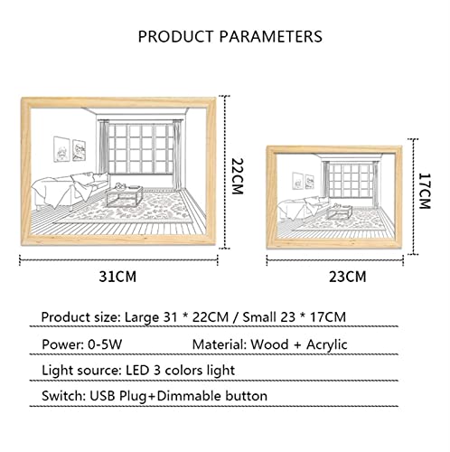 Katuai Led Light Painting, Lighting Painting Decoration, Usb Plug Dimming Wall Artwork Table Lamp, 3 Lighting Modes Led Lights Picture (Color : D, Size : 9 * 6.7 In) #TOP1