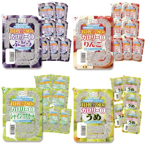 こんにゃくパーク こんにゃくゼリー 0カロリー 低糖質こんにゃくゼリー 食べ比べセット ぶどう りんご シャインマスカット うめ ダイエットゼリー 4種類 1個280g 30個入