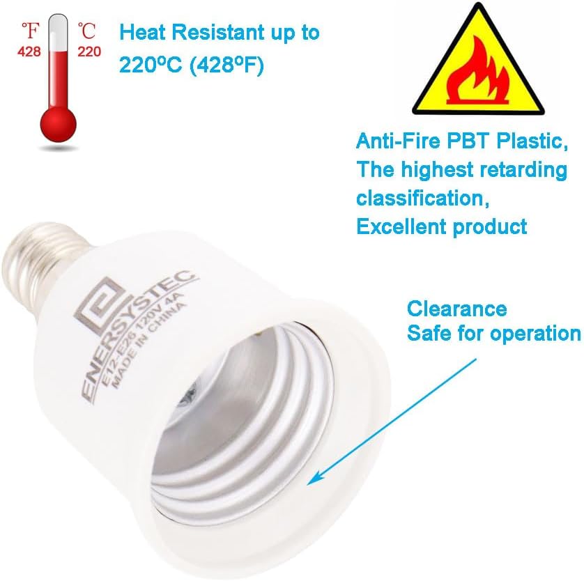 E12 to E26 Light Bulb Base Adapter, E12 Light Socket to Regular E26 Medium Screw Base, Candelabra E12 to Standard E26 Adapter, Chandelier Socket E12 Converter 2PACK