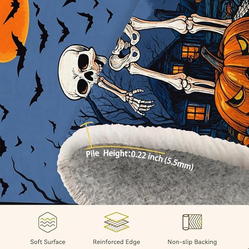 Tapis de couloir squelette d'Halloween doux et durable - 8