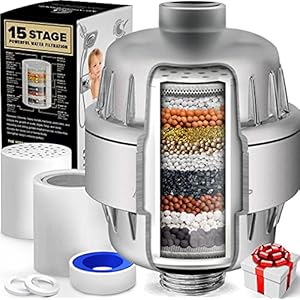 AquaHomeGroup 15 Stage Shower Filter with Vitamin C for Hard Water – High Output Shower Water Filter to Remove Chlorine…