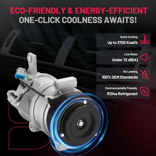 BDFHYK Air Conditioning A/C Compressor 15169965 compatible with Chevry Silverado, Suburban, Sierra, Avalanche, Express, Tahoe, Yukon, Escalade, & More - with 2 Mounting Holes