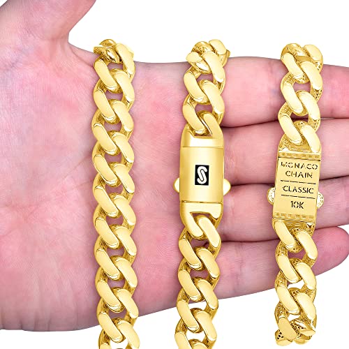 Nuragold 10k Real Yellow Gold Royal Monaco 15mm Miami Cuban Link Bracelet (7.5"-9") Italian Jewelry for Men4