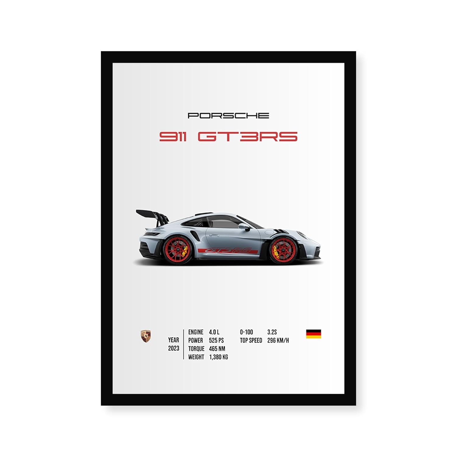 Coder Paradise Porsche Wall Poster Frames | 8x12 inch (A4 Size) | Hanging Wall Artwork Frames For Home Bedroom, Living Room and Walls Aesthetics | Framed Artworks
