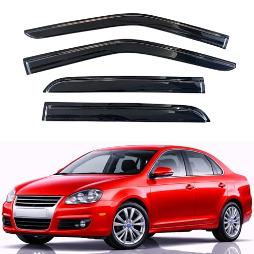 Image of KPY Rain Guards Fit for 2006-2010 Volkswagen Jetta Sedan, Out-Channel Window Visors Vent Wind Deflectors 4PC, Car Accessories for 06-10 VW Jetta Sedan