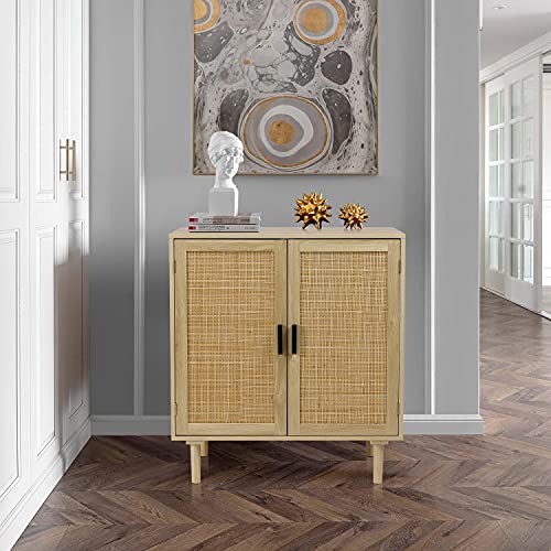 Finnhomy 7615 Sideboard Buffet Kitchen Storage Cabinet With Rattan Decorated Doors thumb #1