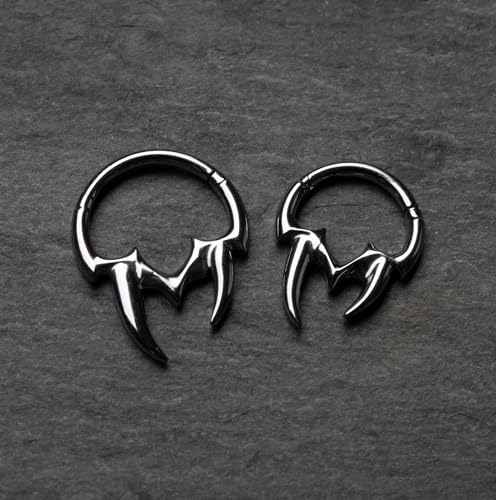 Pierced Owl 16GA 316L Stainless Steel Tribal Fangs Hinged Segment Ring3