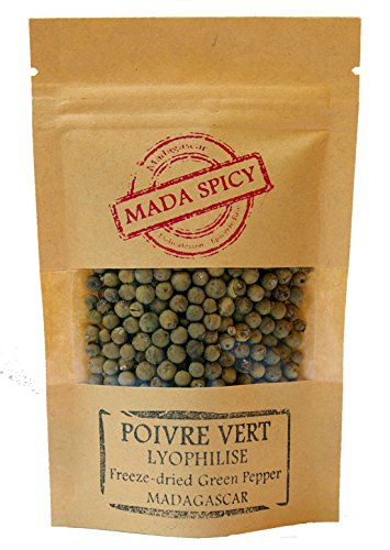 Pimienta verde en grano « liofilizada » de Madagascar 18g  Gourmet Calidad . Bolsita eco cierre zip.