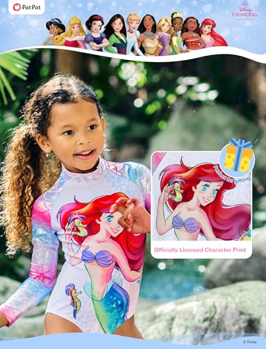 Image of Disney Frozen Stitch Princess Minnie Mouse Girls Swimsuit Long Sleeve Rashguard UPF 50 One Piece Bathing Suit Size 3M-13Y