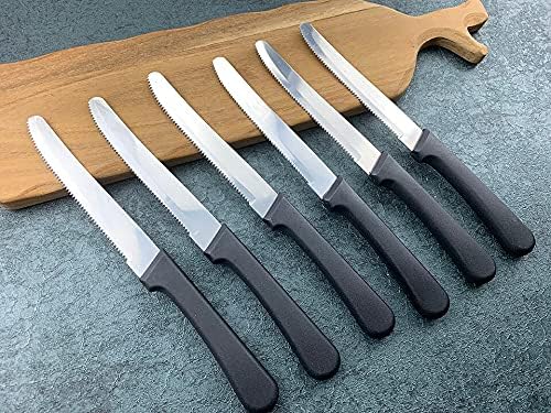 Steak Knife Set, Stainless Steel Steak Knife Black Handle Cutlery Knife Set Cutlery Set BY KKZY (Color : 6pcs)