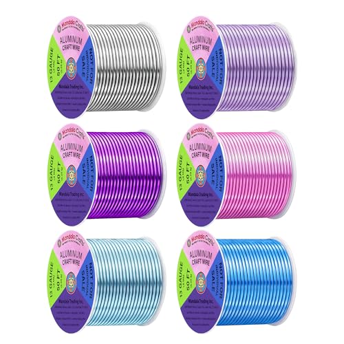 Image of Mandala Crafts 13 GA Turquoise Pink Assorted Anodized Aluminum Craft Wire | 300 FT, Colored, Flexible, Bendable for Bonsai Armature Sculpting Wire Wrapping Jewelry Making, Weather & Tarnish Resistant