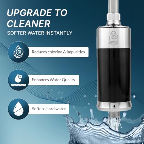 Image of DOCAT 15 Stage Shower & Tap Filter for Hard Water | Water Softener for Bathroom | Reduces Hair Fall, Skin Dryness & Limescale | Chlorine Removal | Fits for Tap, Shower, Hand Shower | Black