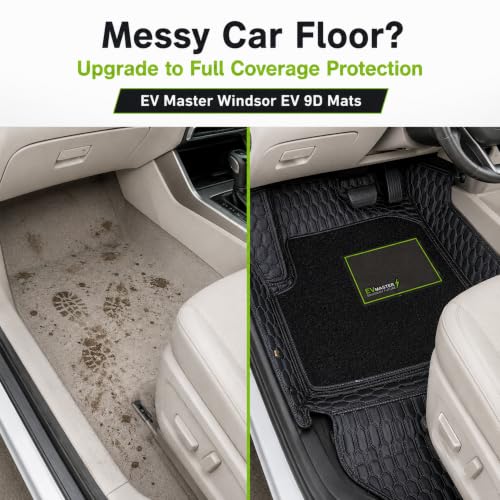 Image of EV MASTER 9D Car Floor Mats for MG Windsor EV Hybrid (2026 Onwards) Complete Set | Anti Slip Full Coverage Premium Luxury Mats | Washable Waterproof All Weather Car Floor Mats