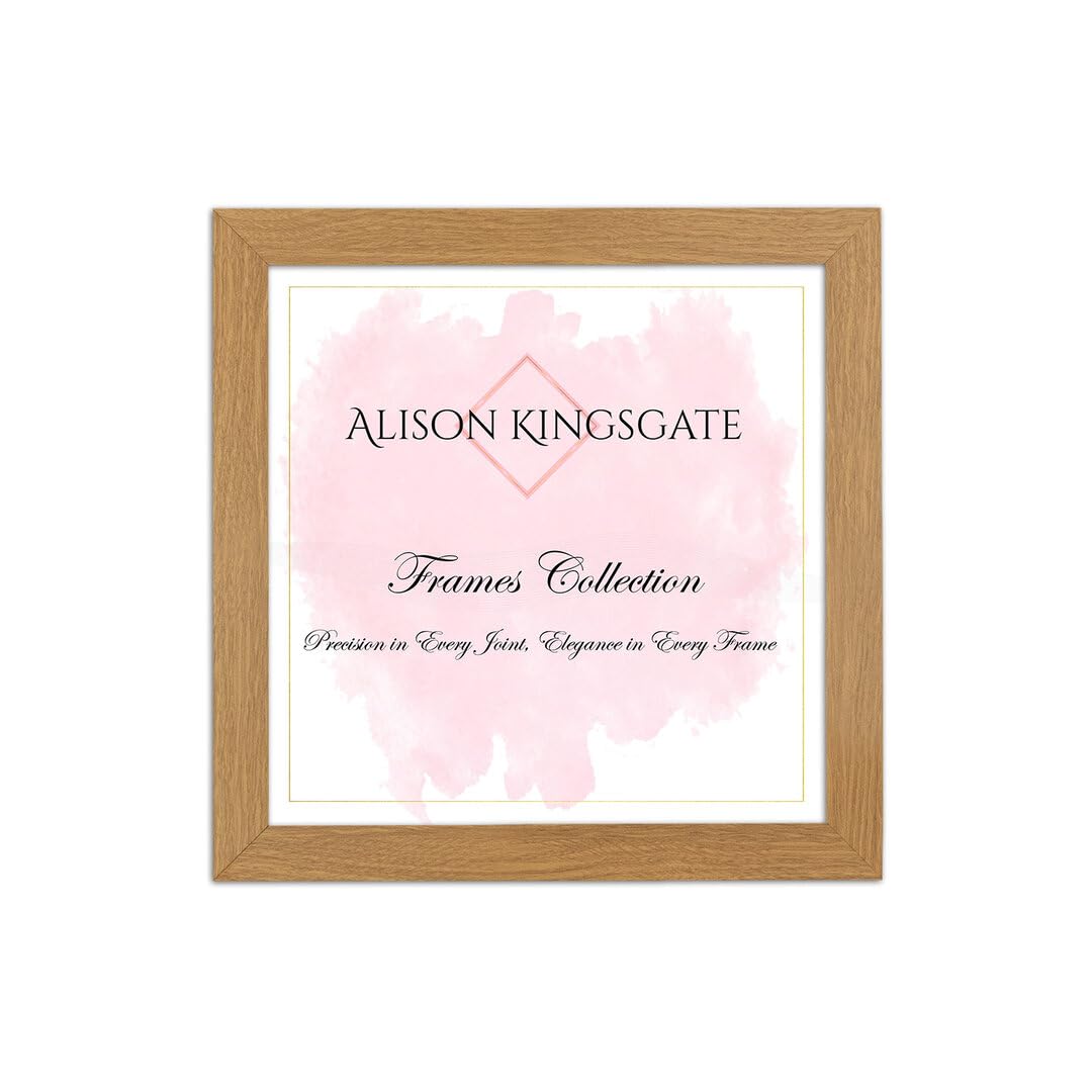 Alison Kingsgate Sleek 9X9 Picture Frame - Engineered Wood with Shatterproof Perspex Front -Perfect for Photos, Posters, Certificates -Suitable for Wall Mount or Tabletop Display - Oak โ image 1