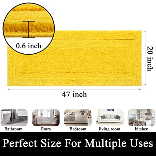 Shacos Super Soft Bathroom Runner Rug 20"X47" Non Slip Bath Runner Rug Microfiber Absorbent Long Bathroom Mat Vanity Sink Bathtub Rug Machine Washable (20"X47", Yellow) #TOP2