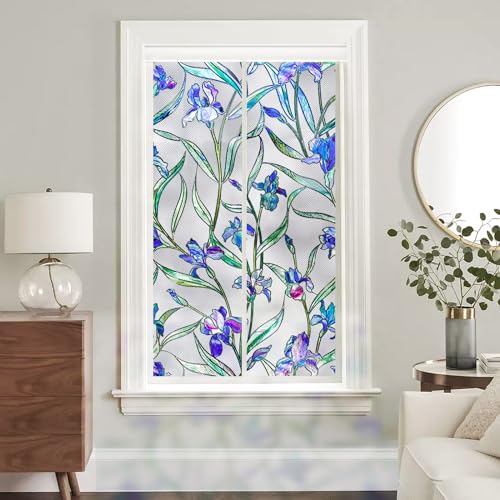 Image of SUNBABY Stained Glass Window Film:288,3D Decorative Window Privacy Film,Window Decals,Non-Adhesive Heat Control Anti UV Vinyl Static Clings,23.6 x 78.7 Inches