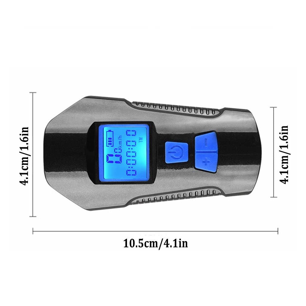 Juego de Luces USB para Bicicleta, Paquete de 2, Faro de Bicicleta Impermeable con Bocina y Cuentakilómetros Velocímetro, 4 Modos 6 Efectos de Sonido de Altavoz