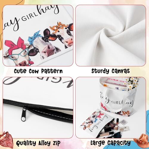 Image of Y1tvei Canvas Bags Gifts, Tote Bag with Makeup Pouch, Birthday Party Favors