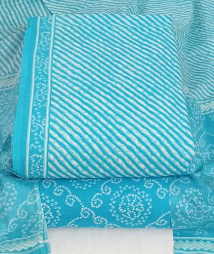 Image of DRAVINAM Trends Women's Premium Cambric Cotton Jaipuri Printed Unstitched Salwar Suit Dress Material with Mulmul Cotton Dupatta