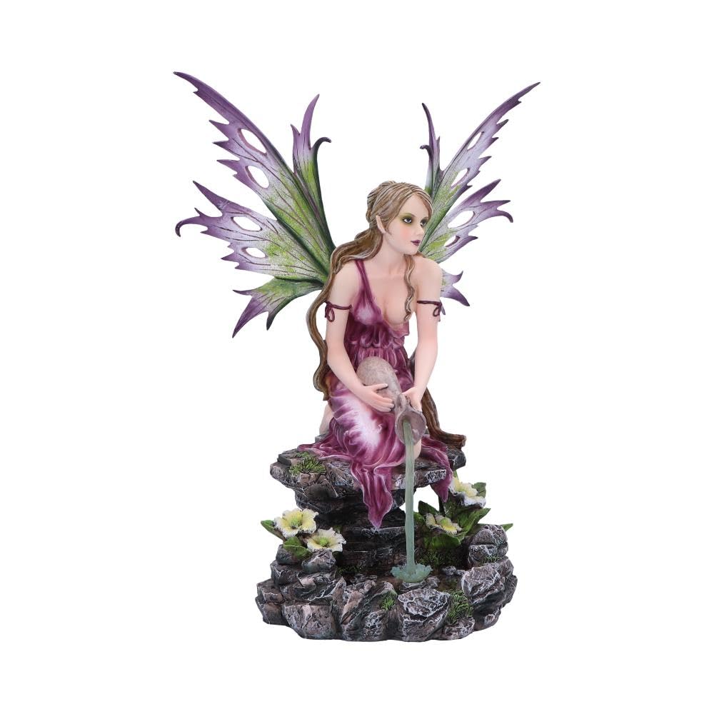 Nemesis Now Statuetta a forma di fatina "Whisper of the Water", 43 cm, dipinta a mano, in resina, con abito viola, ali venate verdi, per collezionisti