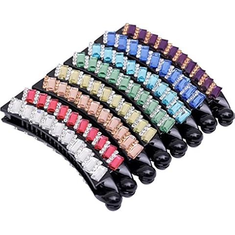 Prettyou Bling Bling Crystal Banana Hair Clip for Women, Pack of 8 Cover