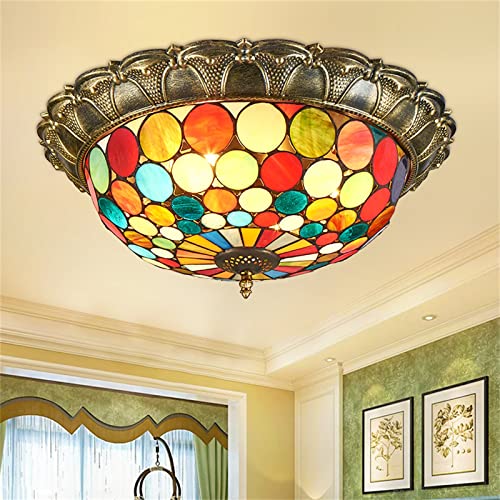 Plafonnier LED variable 24W avec dôme en verre teinté rétro