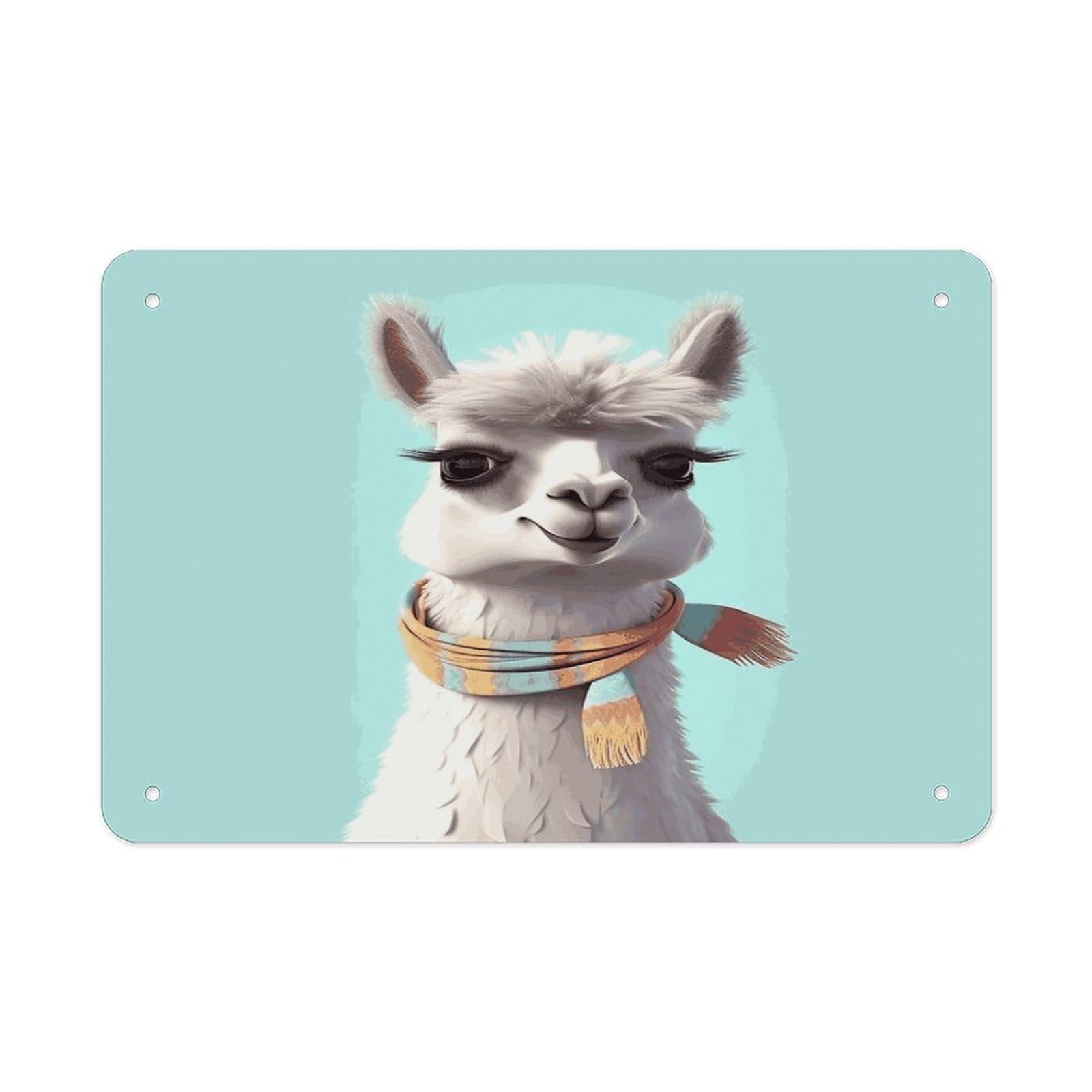 Fekiloot Style Funny Cartoon Llama Metal Signs Wall Art Tin Sign