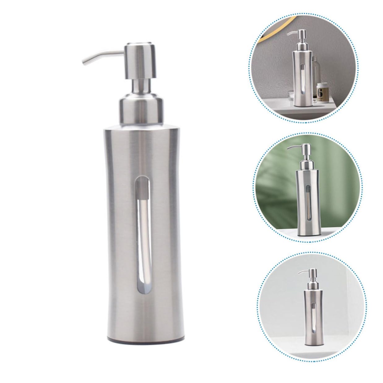 SHINEOFI Distributore di Sapone Manuale in Acciaio 304 Dispenser da Bagno Bottiglia Visibile Ricaricabile Adatto per Cucina Bagno e Lavanderia
