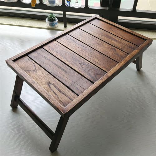 KLWQR Mesa de Centro Salon de Suelo Estilo Japonés, Mesa Baja para Sentarse en el Suelo, Plegable para Guardar, Textura Natural, Tono de Madera Original, 42×27×19 cm