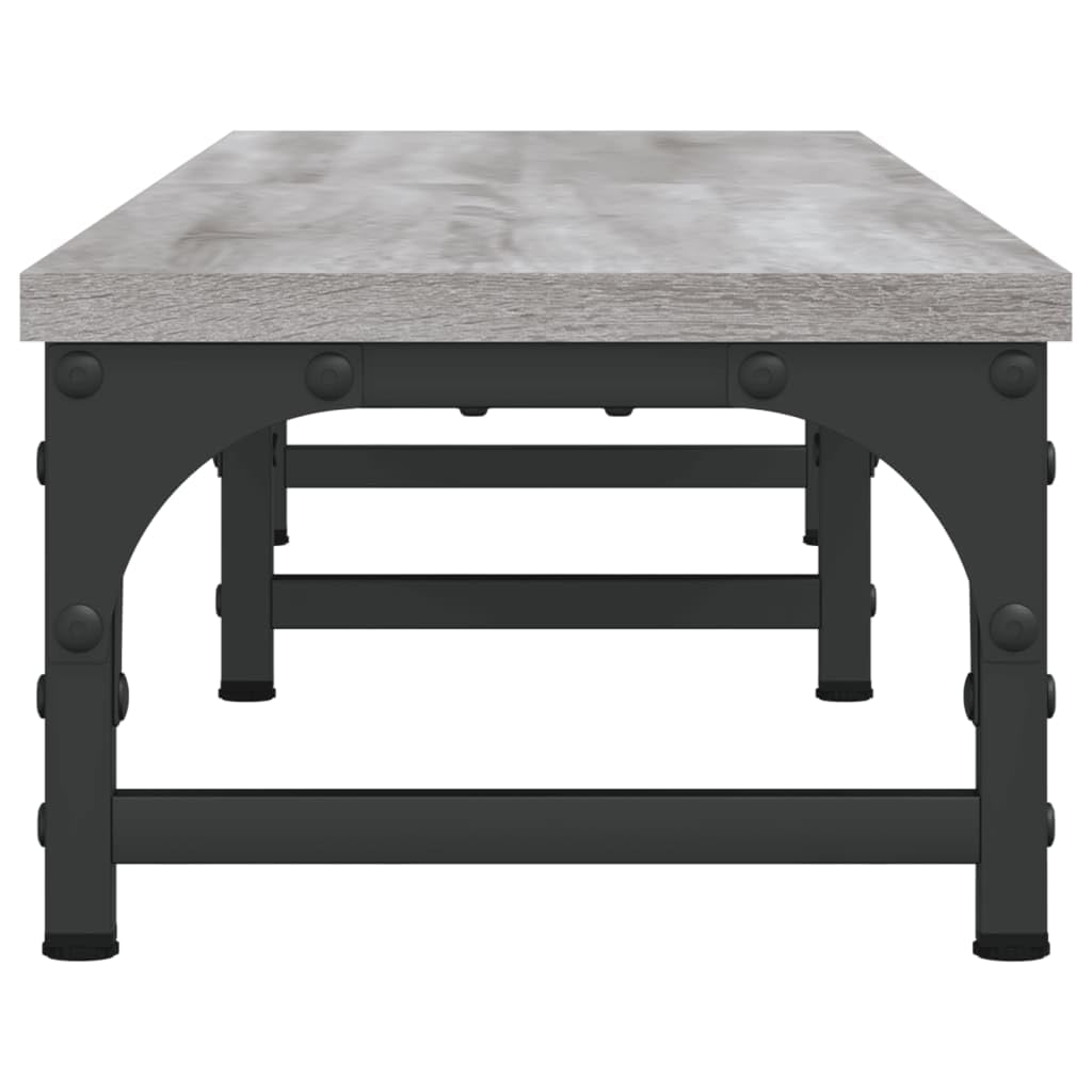 Supporto per monitor grigio Sonoma in legno e metallo, 105 x 23 x 15,5 cm, per scrivania per computer, scrivania, tavolo per laptop, home office e altezza ergonomica dello schermo
