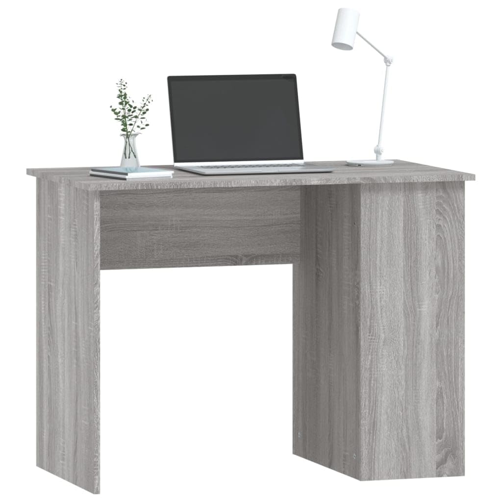 Scrivania Grigio Sonoma in Legno Multistrato 100x55x75 cm con Ripiani e Cassetto per Ufficio Studio Casa Smartworking Postazione PC Gaming Salvaspazio