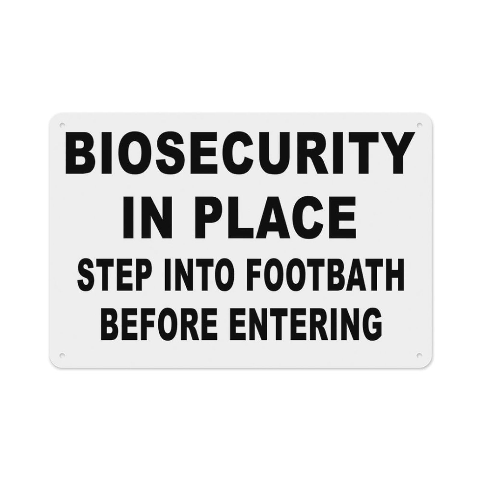 peiyeety Biosecurity in Place Step Into Footbath Before Entering Sign Aluminum Tin Warning Signs for Home Outdoor Garden 12X16 Inches