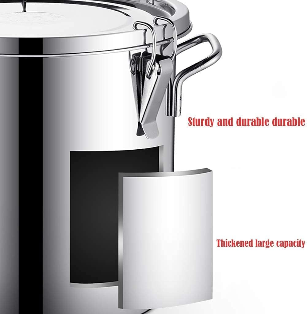 304 Stainless Steel Food Storage Containers with Lid and Side Locking Clamp Large Airtight Canisters Rice Bin for Kitchen Pantry Organization and Storage for Flour Snacks Sugar Cereal (Silver 70L)