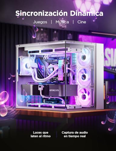 Ventiladores RGB para PC para setup de streaming con efecto espejo infinito blanco 6
