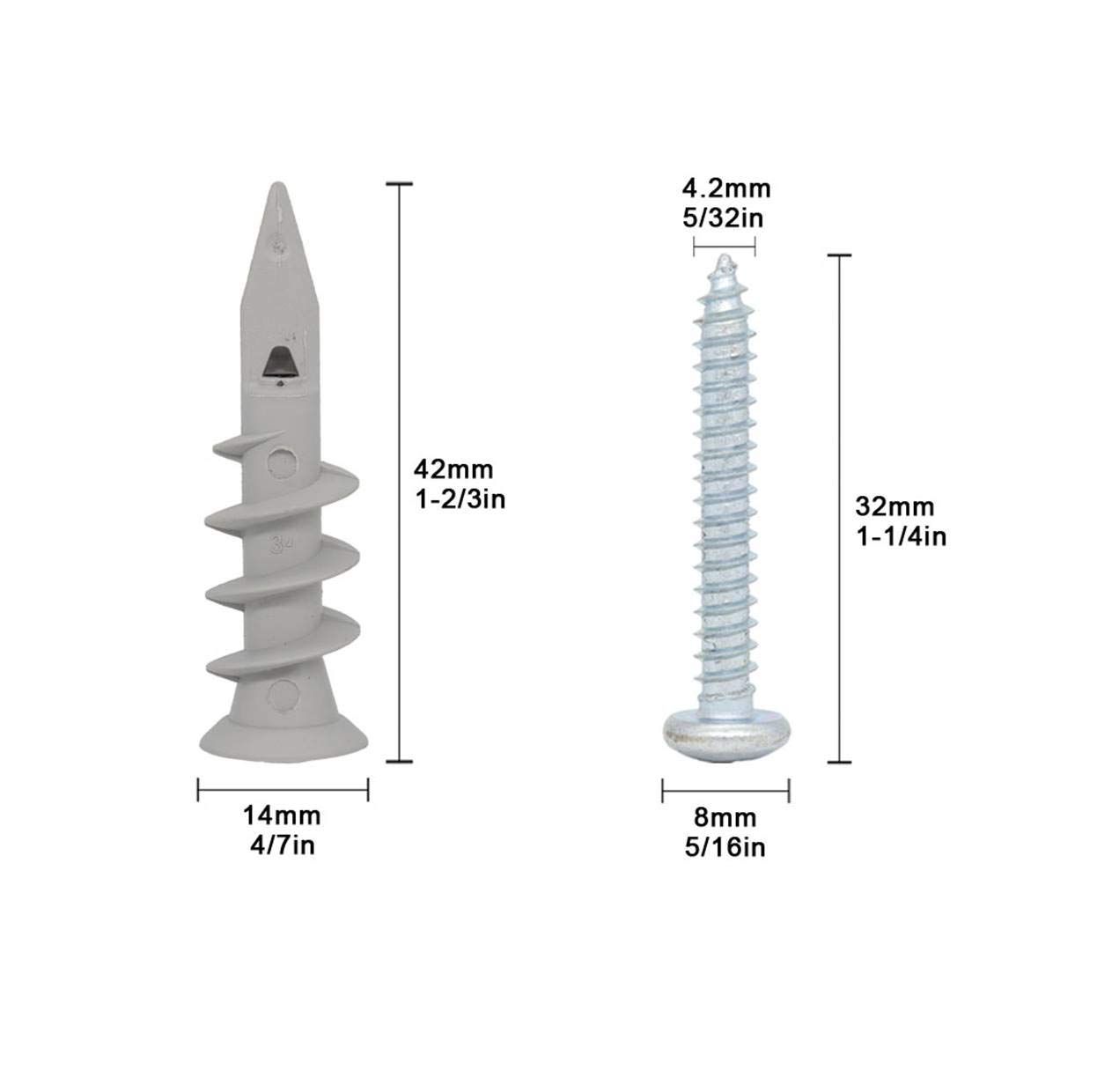 Self Drilling Drywall Plastic Anchors with Screws, Expansion Screws 56 Pieces (28 Pairs)