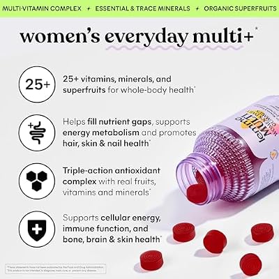 Lemme Women's Multivitamin Gummies, Daily Nutritional Support with Vitamins A, C, D, E, Biotin, Folic Acid, Zinc & Inositol, Bone, Brain, Skin & Immune Health, Raspberry Orange, 30-Day Supply