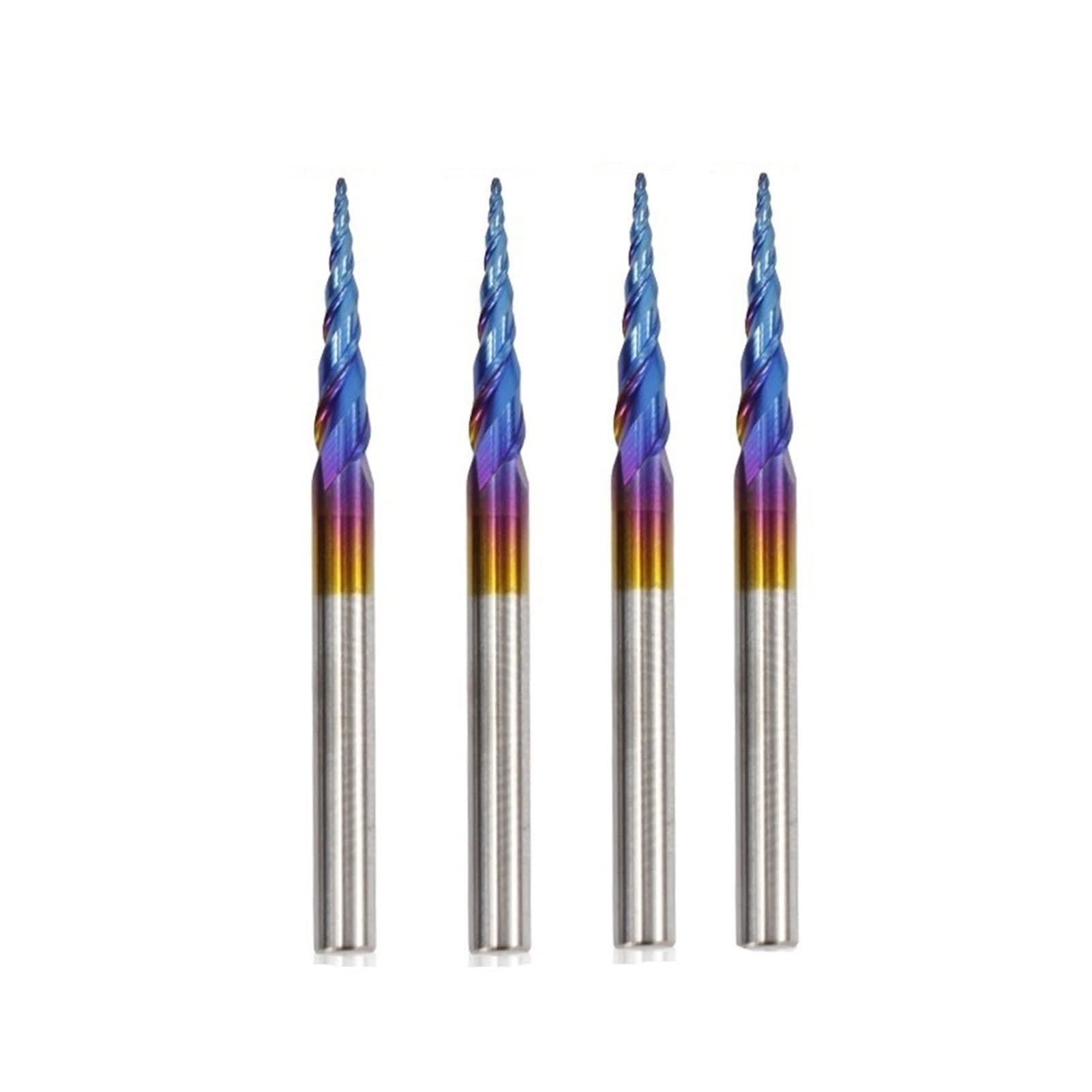 HYUJNAFZR 5pc/Set Tapered Ball Nose End Mill Carbide Tungsten Steel End Mills for CNC Machine Engraving Carving(R1.0 HRC65)