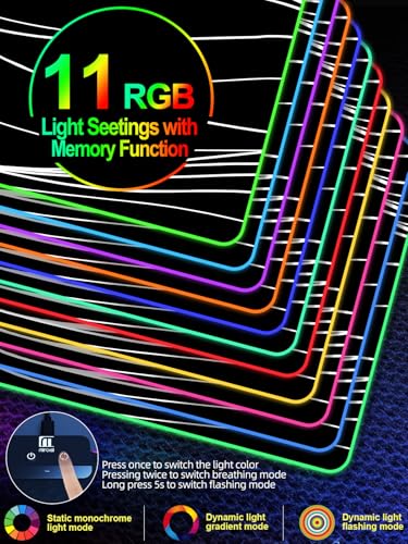 Image of XXL Mouse Pad with Phone Holder - Black, RGB Desk Mat with 15W Fast Charging, LED Gaming Mousepad with 11 Light Colors, Waterproof Non-Slip Pad for Office & Home (Wave)