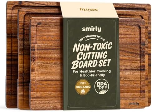 SMIRLY Walnut Cutting Board - 3 Pack Wood Cut...