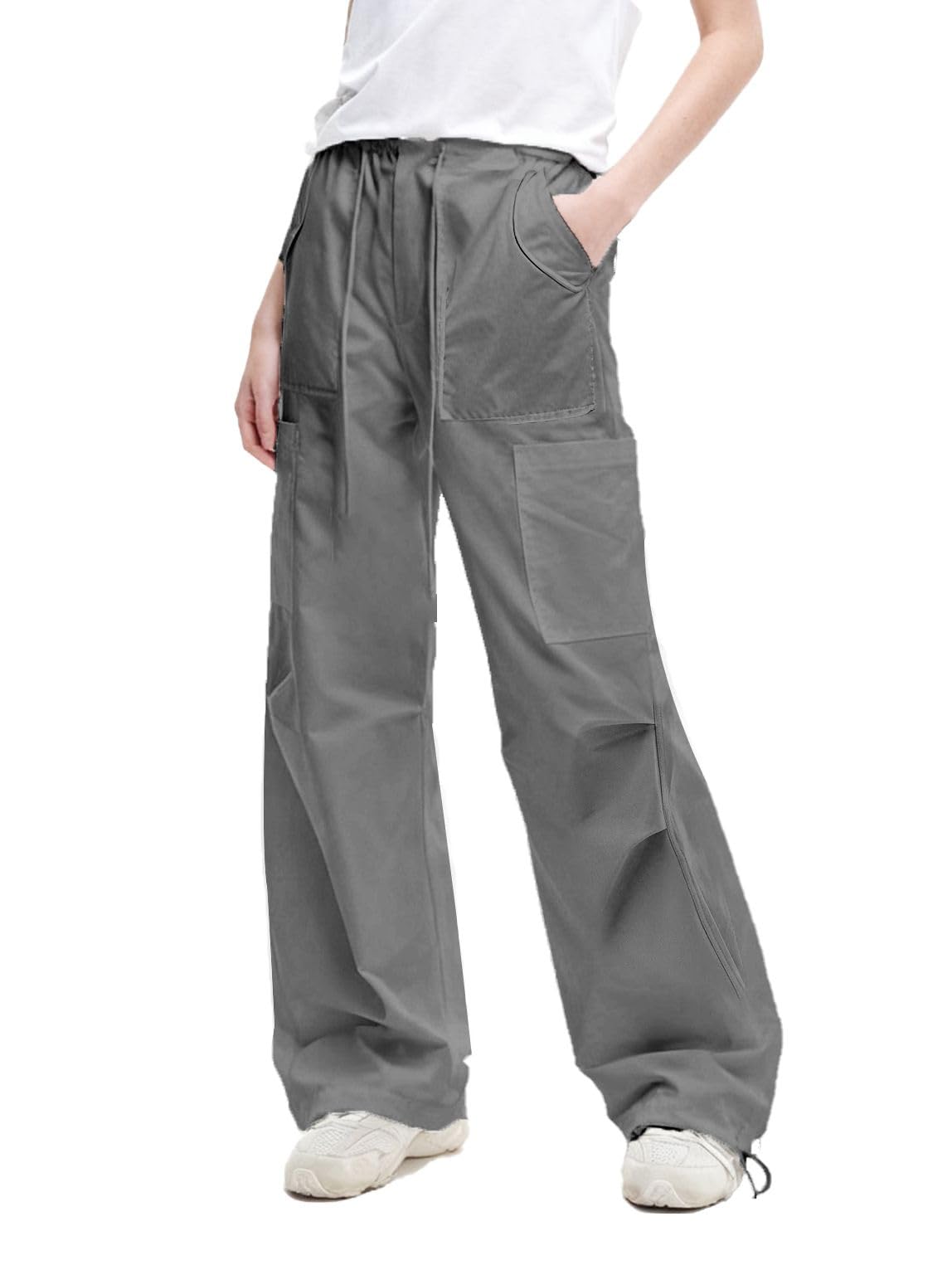 Cromoncent Cargo Pants Womens Loose Waist More Pocket Casual Comfortable Paratrooper Pants X-Small-X-Large