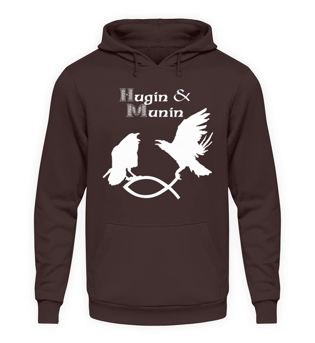 Pull à capuche unisexe Hugin & Munin marron en taille L - 3