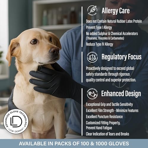 Ensure Black Nitrile Gloves Low Dermatitis 7 Mil, Heavy Duty, Puncture & Chemical Resistant, Disposable, Latex-Free, for Automotive, Industrial, Mechanic, Food Service, Exam Gloves (100, Small) - Image 6