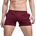 Linemoon Men's Solid Cotton Sleep Bottoms Fashion Red Simple Active Shorts 33-37 Inches