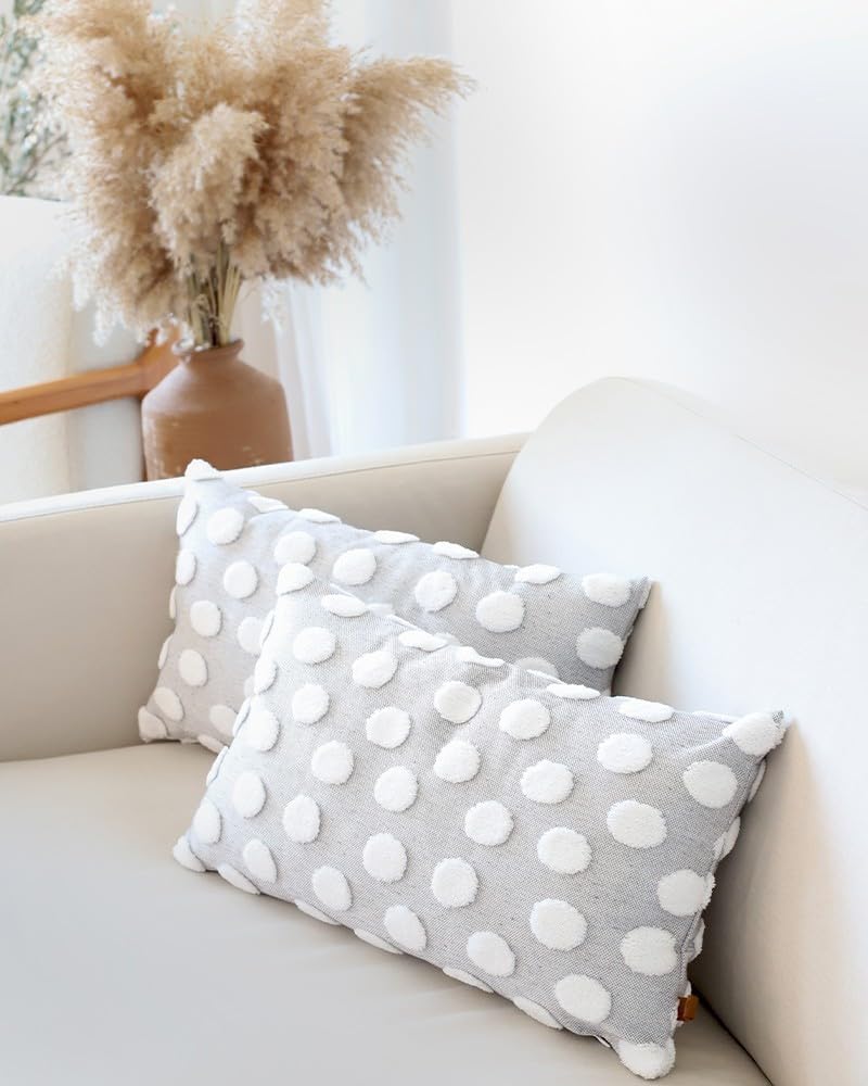 HAMUR HOME Conjunto De 2 Fundas De Cojín 30 X 50 Cm - Funda De Cojín Boho Decorativa - Funda Decorativa De Almohada para Sofá - Fundas De Almohadón Decorativas para Salón (Point Ecru)