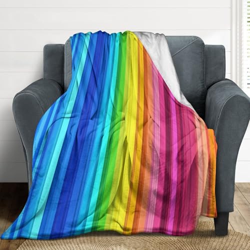 Couverture en flanelle arc-en-ciel chaude pour canapé et bureau