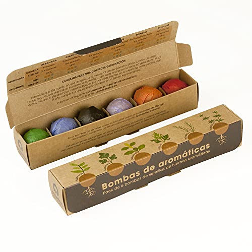 Pack 6 Bombas de Hierbas Aromáticas | Cultiva Albahaca, Romero, Tomillo y Más | Regalo Original y Natural para Amantes de la Cocina | Resetea