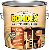 Bondex Dauerschutz Lasur Oregon Pine 2,5 L für 32 m² | Hoher Wetter- und UV-Schutz bis zu 8 Jahre | Tropfgehemmt | Natürliches Abwittern - kein Abplatzen | Dauerschutzlasur| Holzlasur