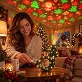 Proyector de Techo para árbol Navidad Lámpara de de USB con Copos de Nieve Luces de Proyección Interior y Exterior Temporizador Mando a Distancia Decoración Navideña para Jardín Fachada Fiesta Regalo